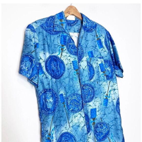 Vintage M Medium Go Barefoot in Paradise Hawaiian Shirt King Of Hawaii Kalakaua - Picture 13 of 16